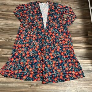 Lularoe Sarah floral print cardigan duster size large NWOT